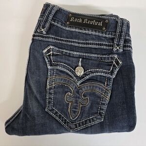 Rock Revival Debbie Straight Dark Denium Jeans Womens 31